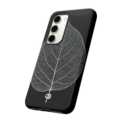 Black Tough Phone Case for Samsung - Bleached Leaf Lattice