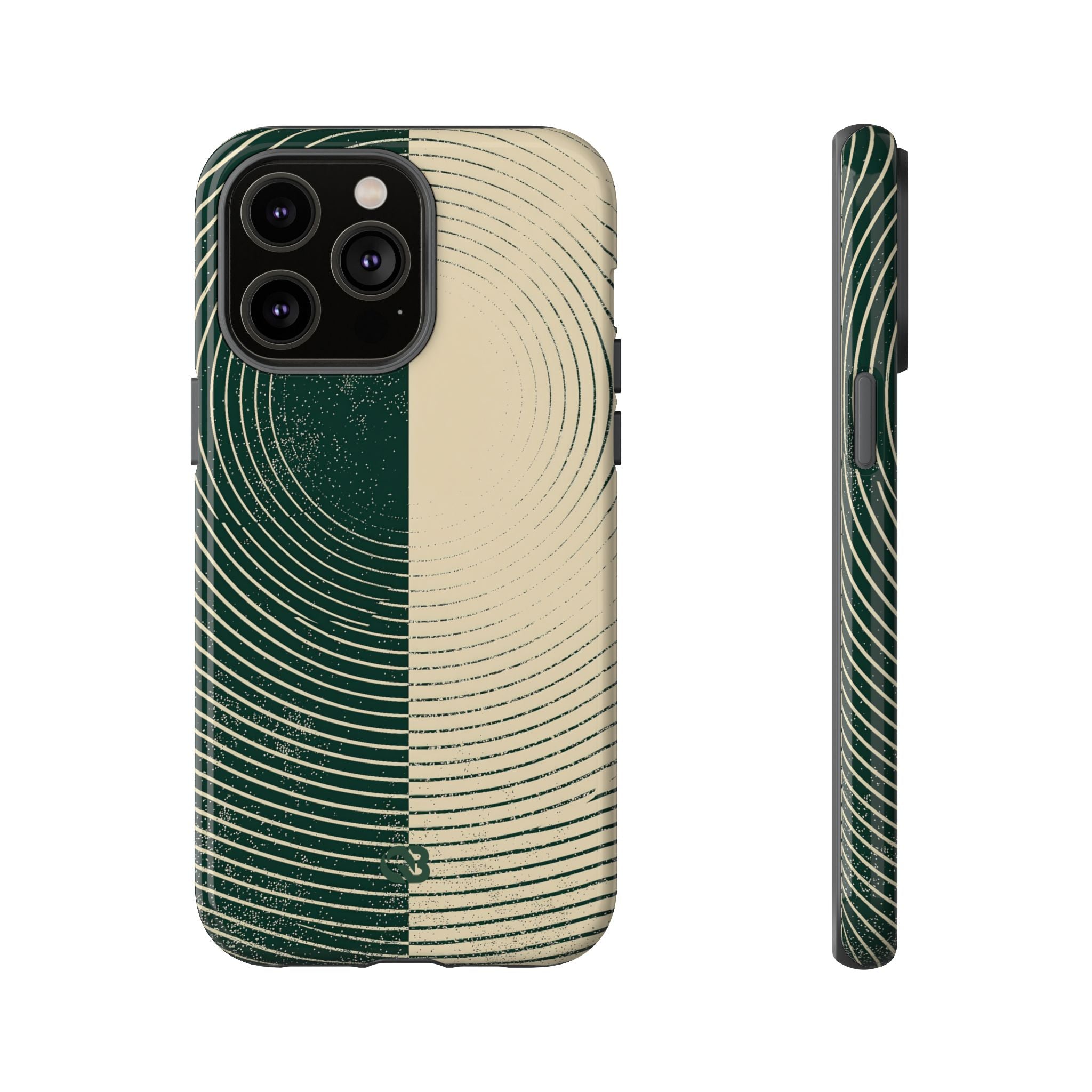 Green Tough Phone Case for iPhone - Evergreen Split Grain