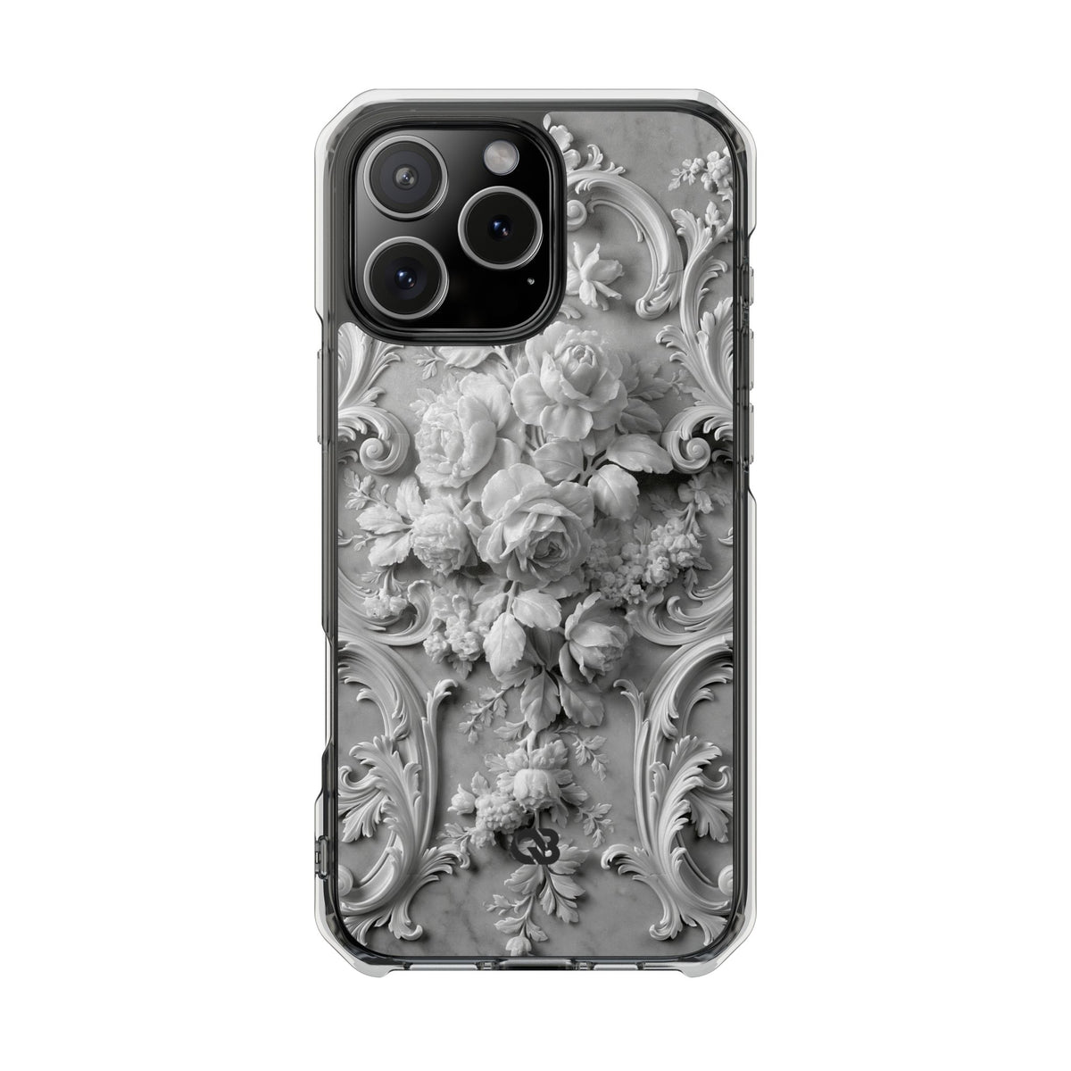 Rococo Marble Rose · Clear Impact Magnetic Phone Case for iPhone · White