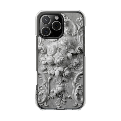Rococo Marble Rose · Clear Impact Magnetic Phone Case for iPhone · White