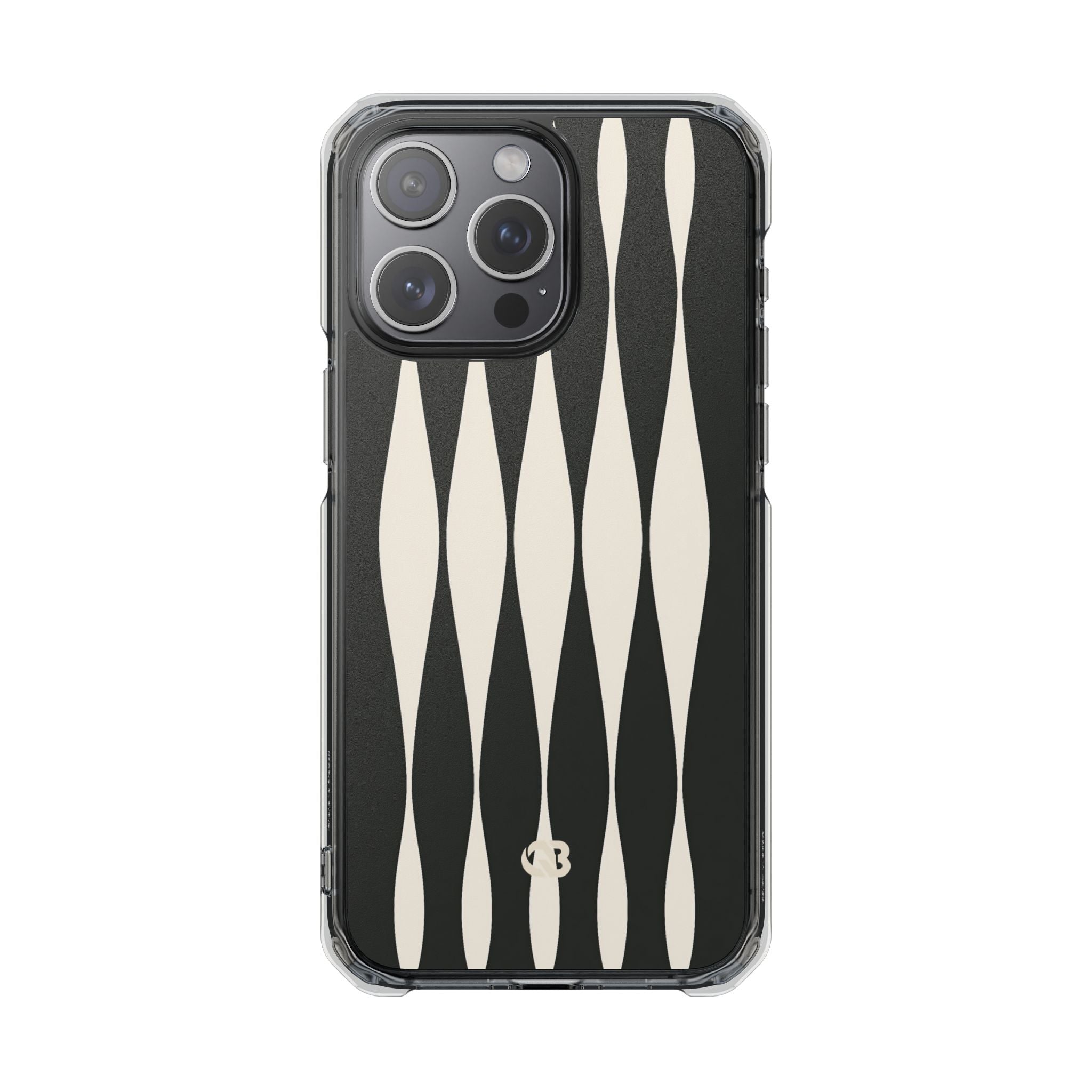 Black Impact MagSafe Phone Case for iPhone - Ivory Spindle Grid