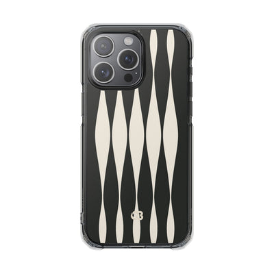 Black Impact MagSafe Phone Case for iPhone - Ivory Spindle Grid