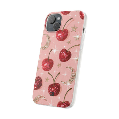 Bedazzled Ruby Cherries · Lite Phone Case for iPhone ·  Pink