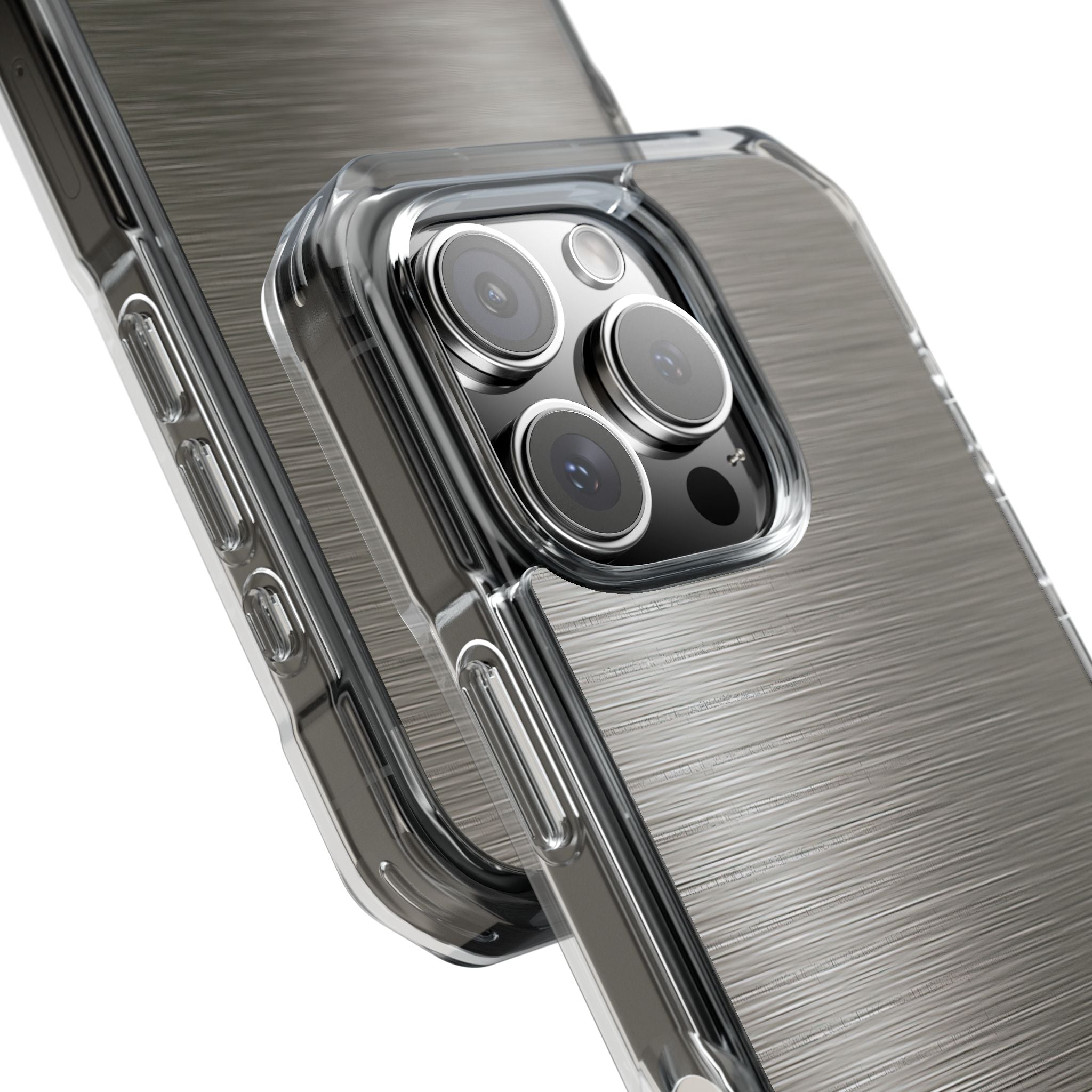 Grey Impact MagSafe Phone Case for iPhone - Brushed Industrial Steel