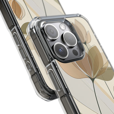 Beige Impact MagSafe Phone Case for iPhone - Muted Ochre Petals
