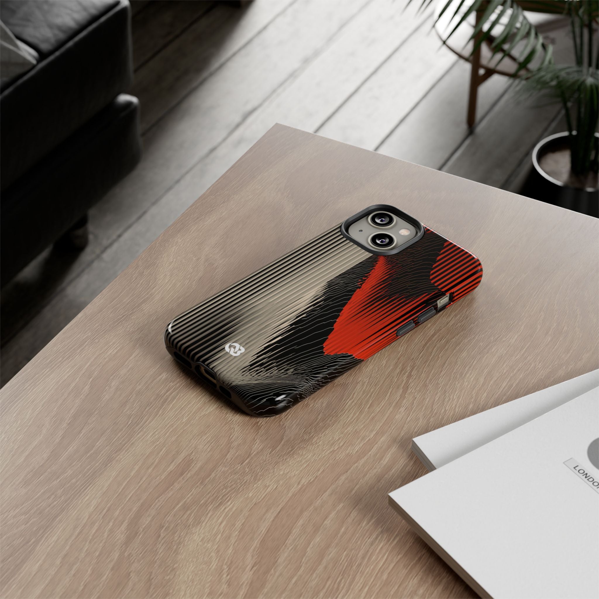 Red Tough Phone Case for iPhone - Crimson Pulse Topo