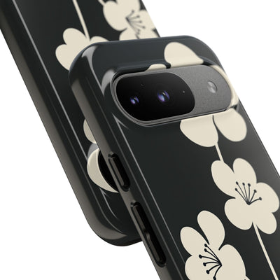 Black Tough Phone Case for Google Pixel - Obsidian Cream Bloom