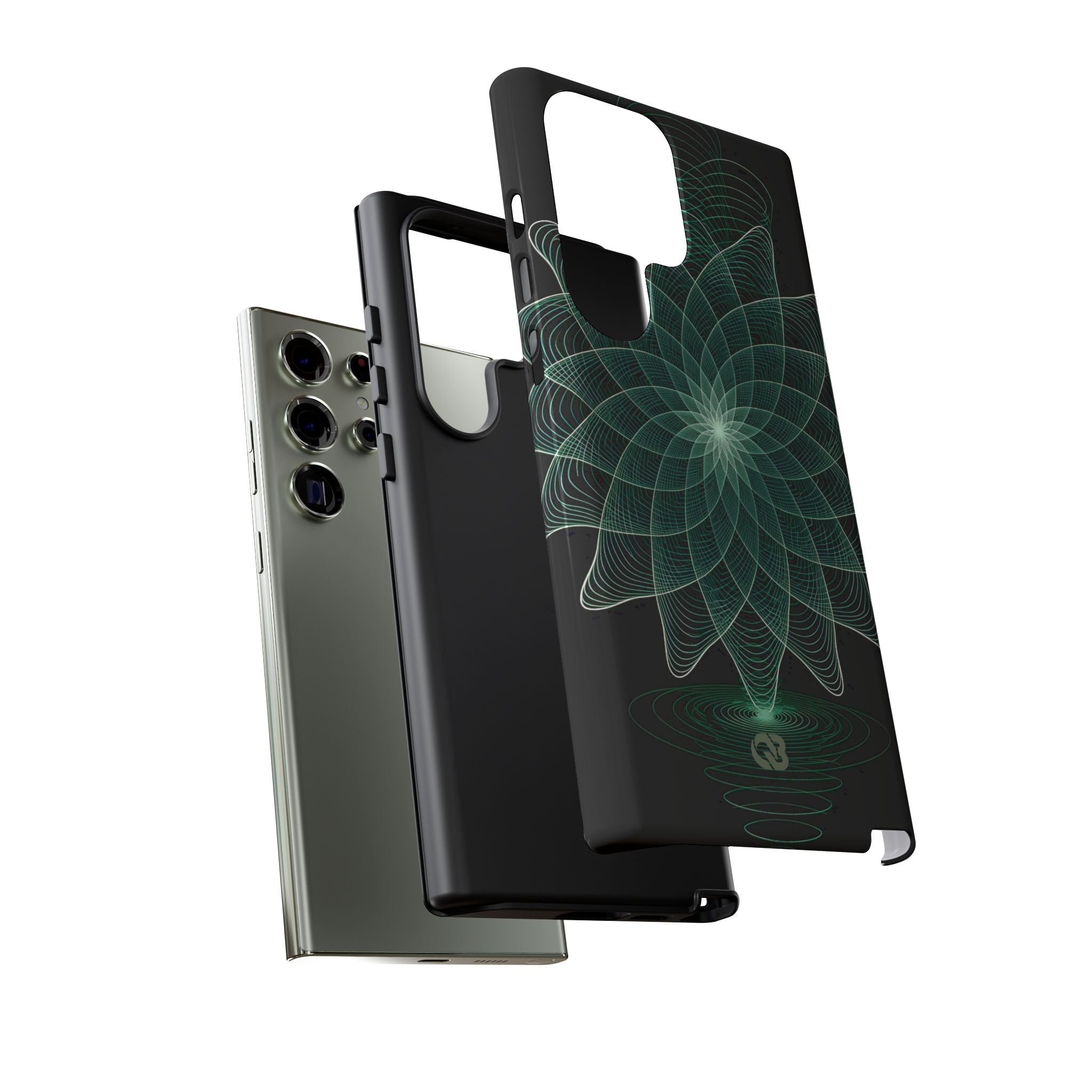 Green Tough Phone Case for Samsung - Cyan Signal Bloom