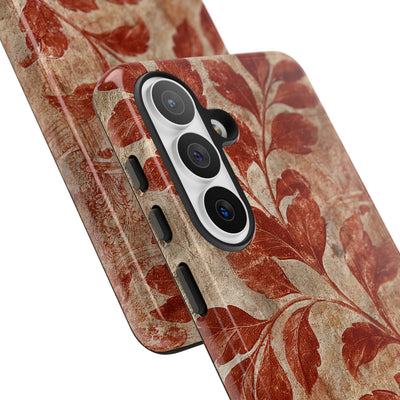 Terracotta Botanical Fresco · Tough Phone Case for Samsung · Red