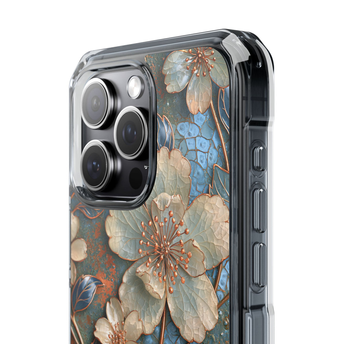 Gilded Blossom Reverie · Clear Impact Magnetic Phone Case for iPhone · Teal