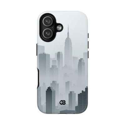 Grey Tough Phone Case for iPhone - Steel Mist Skyline