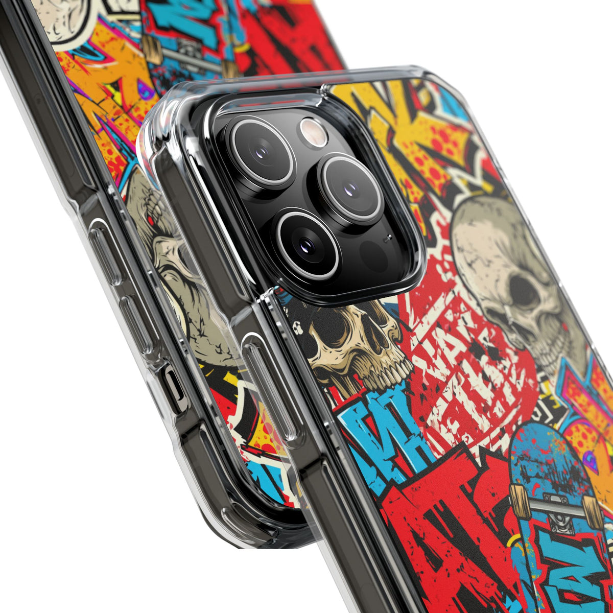 Skate Skull Riot · Clear Impact Magnetic Phone Case for iPhone · Red