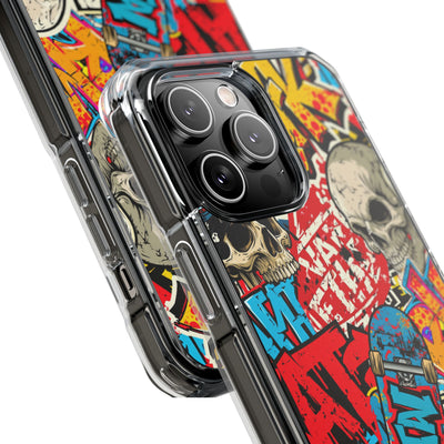 Skate Skull Riot · Clear Impact Magnetic Phone Case for iPhone · Red