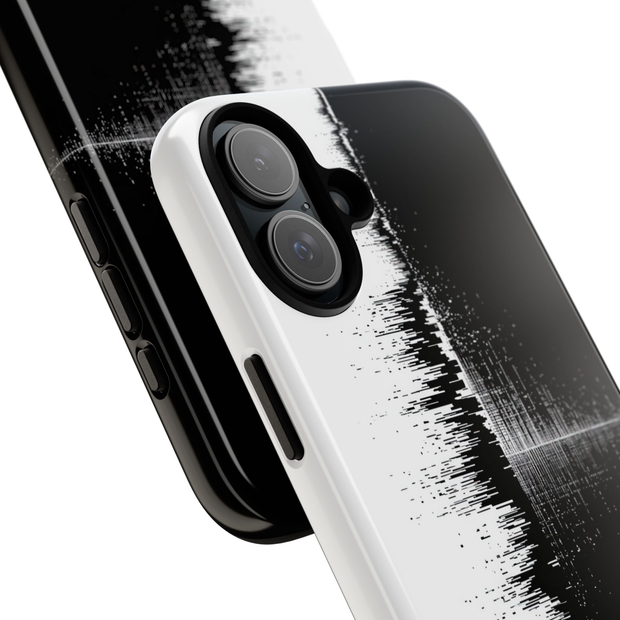 Black Tough Phone Case for iPhone - Static Signal Split