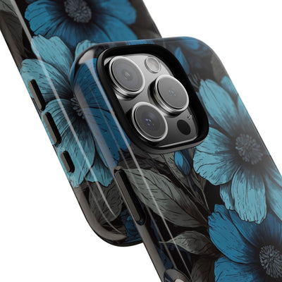 Obsidian Blue Petals · Coque de téléphone Tough pour iPhone