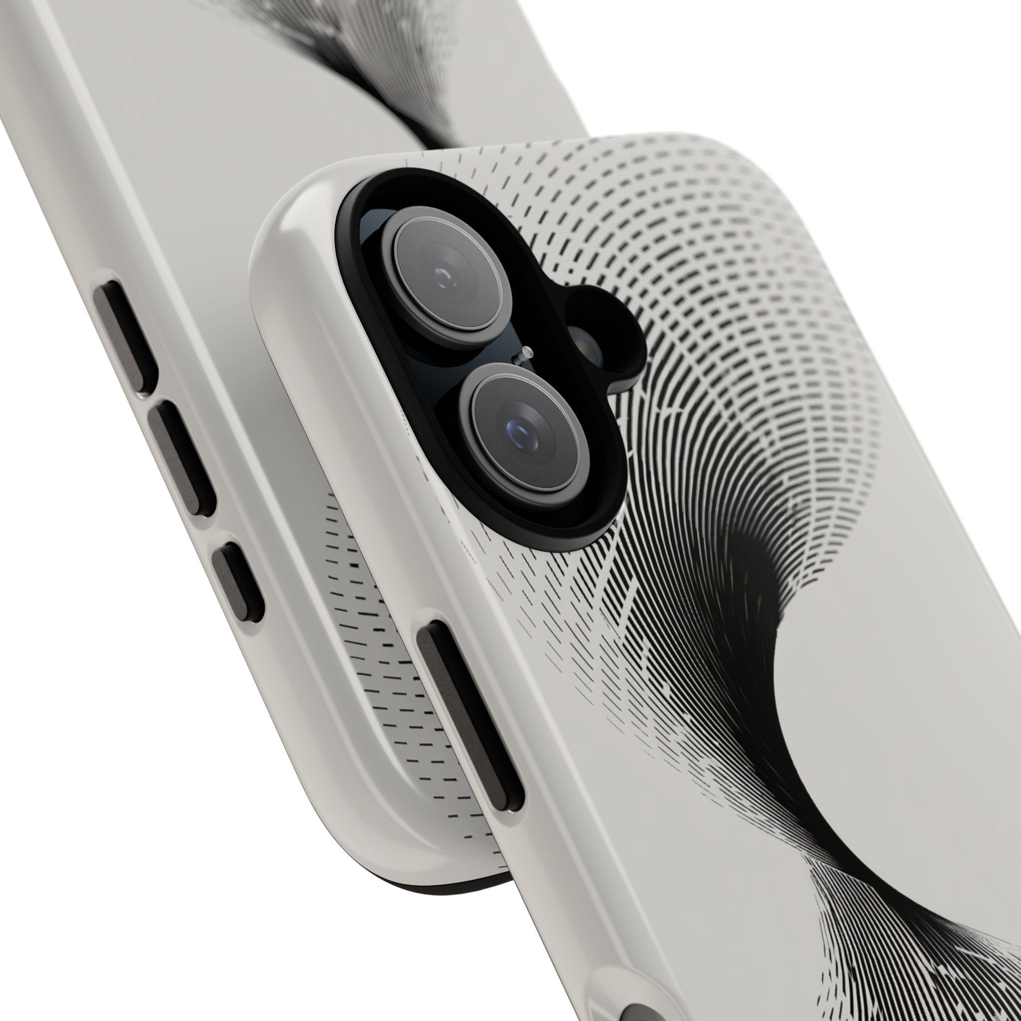 White Tough Phone Case for iPhone - Linear Torsion Grid
