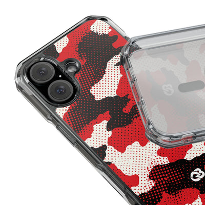 Crimson Halftone Camo · Clear Impact Magnetic Phone Case for iPhone · Red
