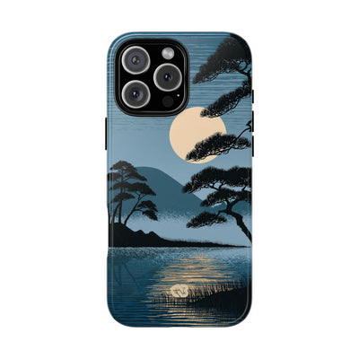 Blue Tough Phone Case for iPhone - Midnight Kyoto Pine