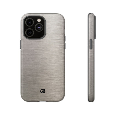 Grey Tough Phone Case for iPhone - Brushed Nickel Linen