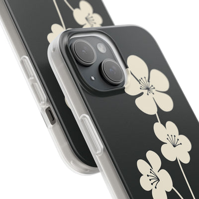 Black Lite Phone Case for iPhone - Obsidian Cream Bloom