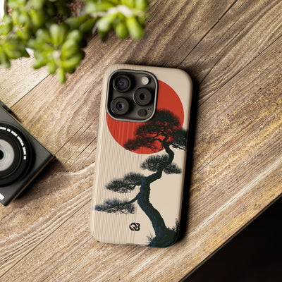 Beige Tough Phone Case for iPhone - Kyoto Crimson Pine