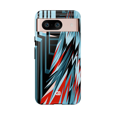 Blue Tough Phone Case for Google Pixel - Glitch Peak Cyan