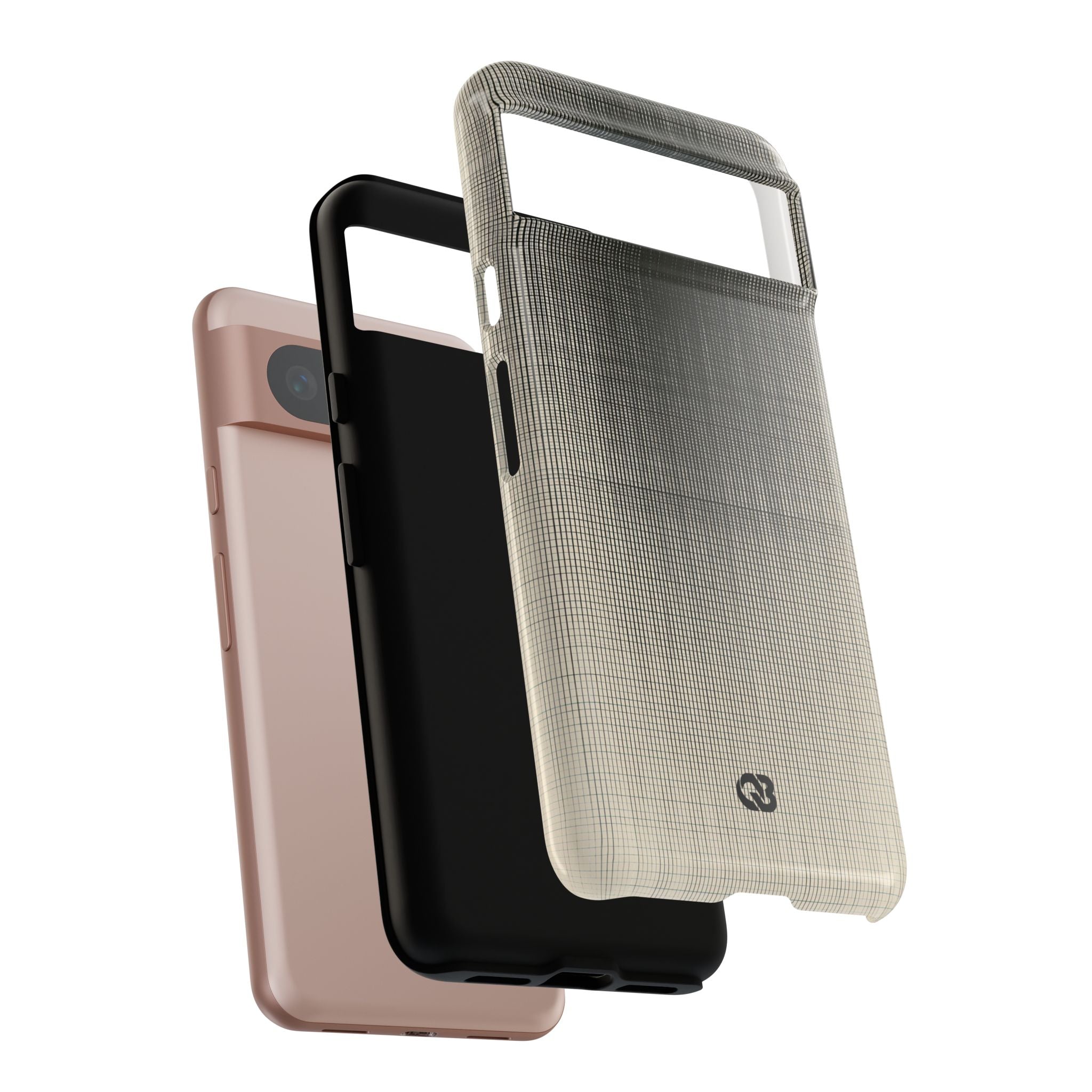 Beige Tough Phone Case for Google Pixel - Carbon Screen Grid