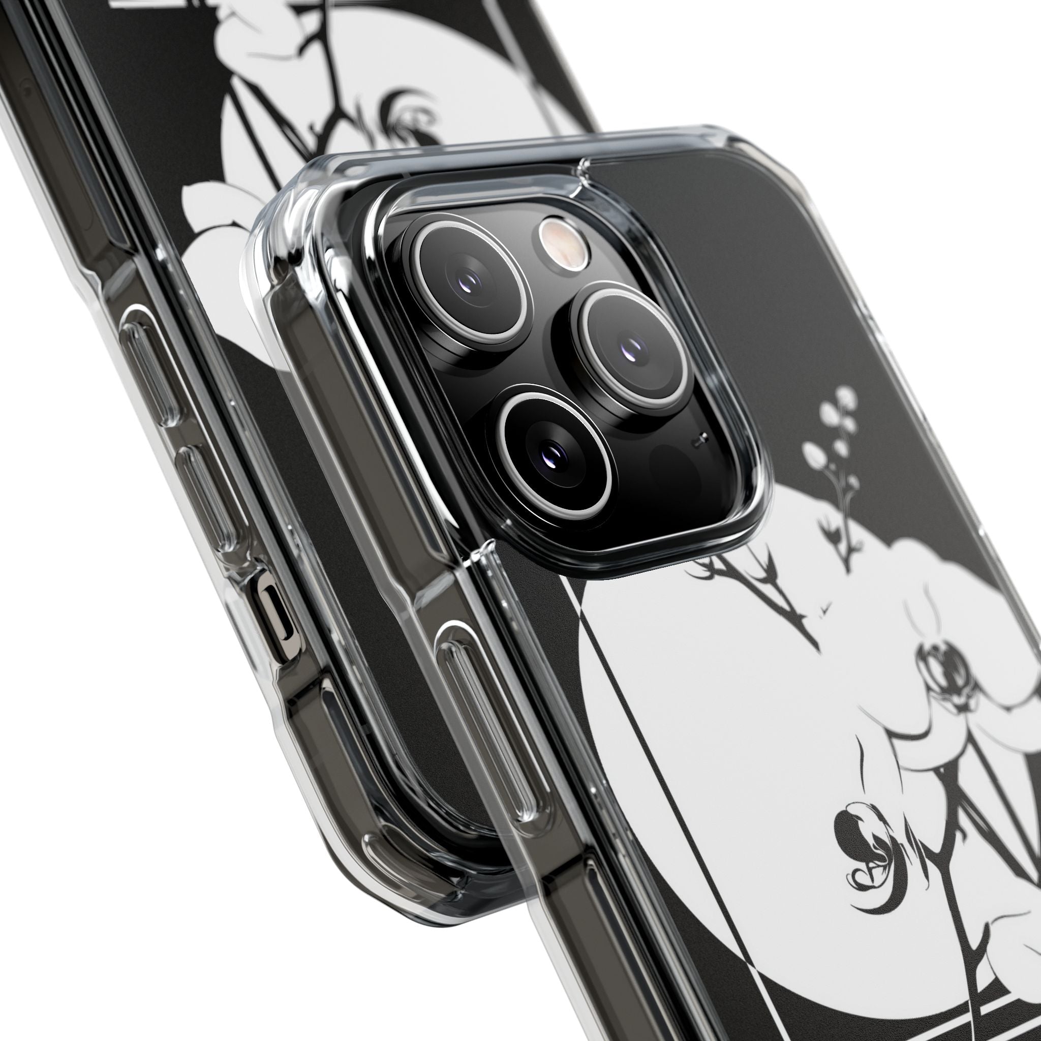 Black Impact MagSafe Phone Case for iPhone - Lunar Orchid Grid