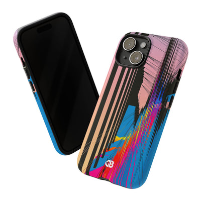 Blue Tough Phone Case for iPhone - Fractured Data Skyline