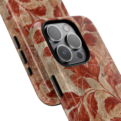 Terracotta Botanical Fresco · Tough 2.0 Magnetic Phone Case for iPhone · Red