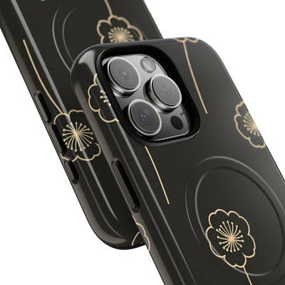 Black Tough 2.0 Magsafe Phone Case for iPhone - Obsidian Sand Petals