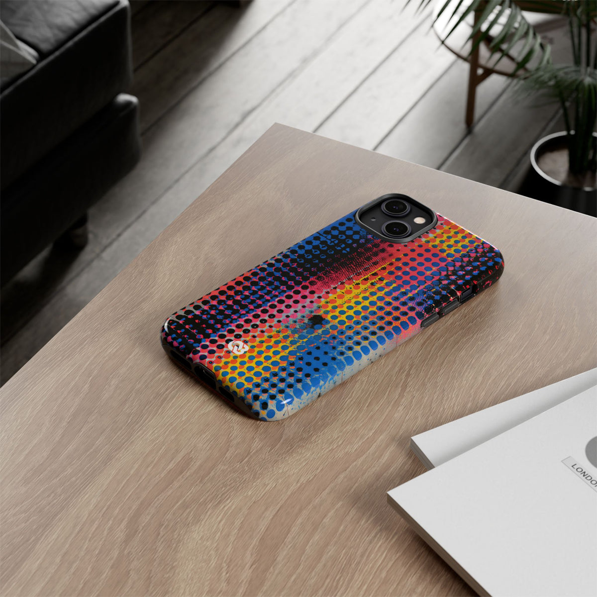 Chromatic Halftone Grid · Tough Phone Case for iPhone · Blue