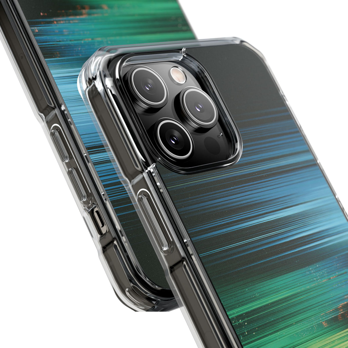 Digital Shoreline Drift · Clear Impact Magnetic Phone Case for iPhone ·  Teal