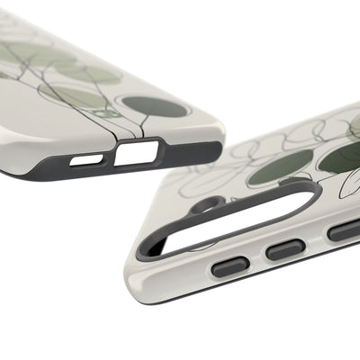 Green Tough Phone Case for Samsung - Muted Eucalyptus Sketch