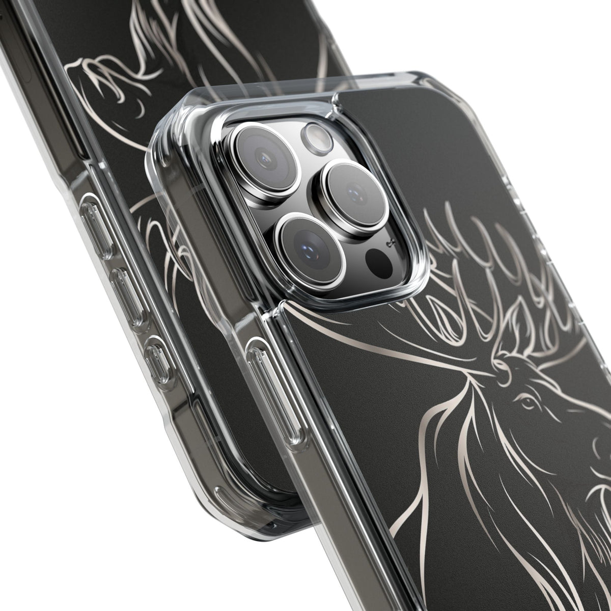 Nordic Moose Contour · Clear Impact Magnetic Phone Case for iPhone · Black