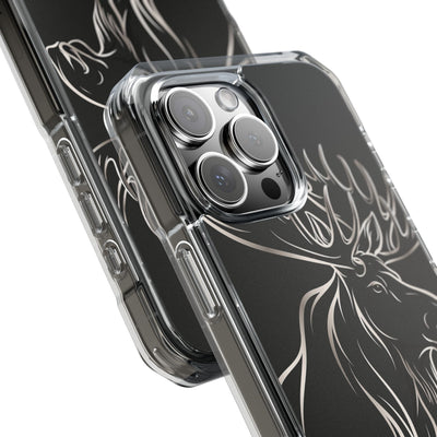 Nordic Moose Contour · Clear Impact Magnetic Phone Case for iPhone · Black