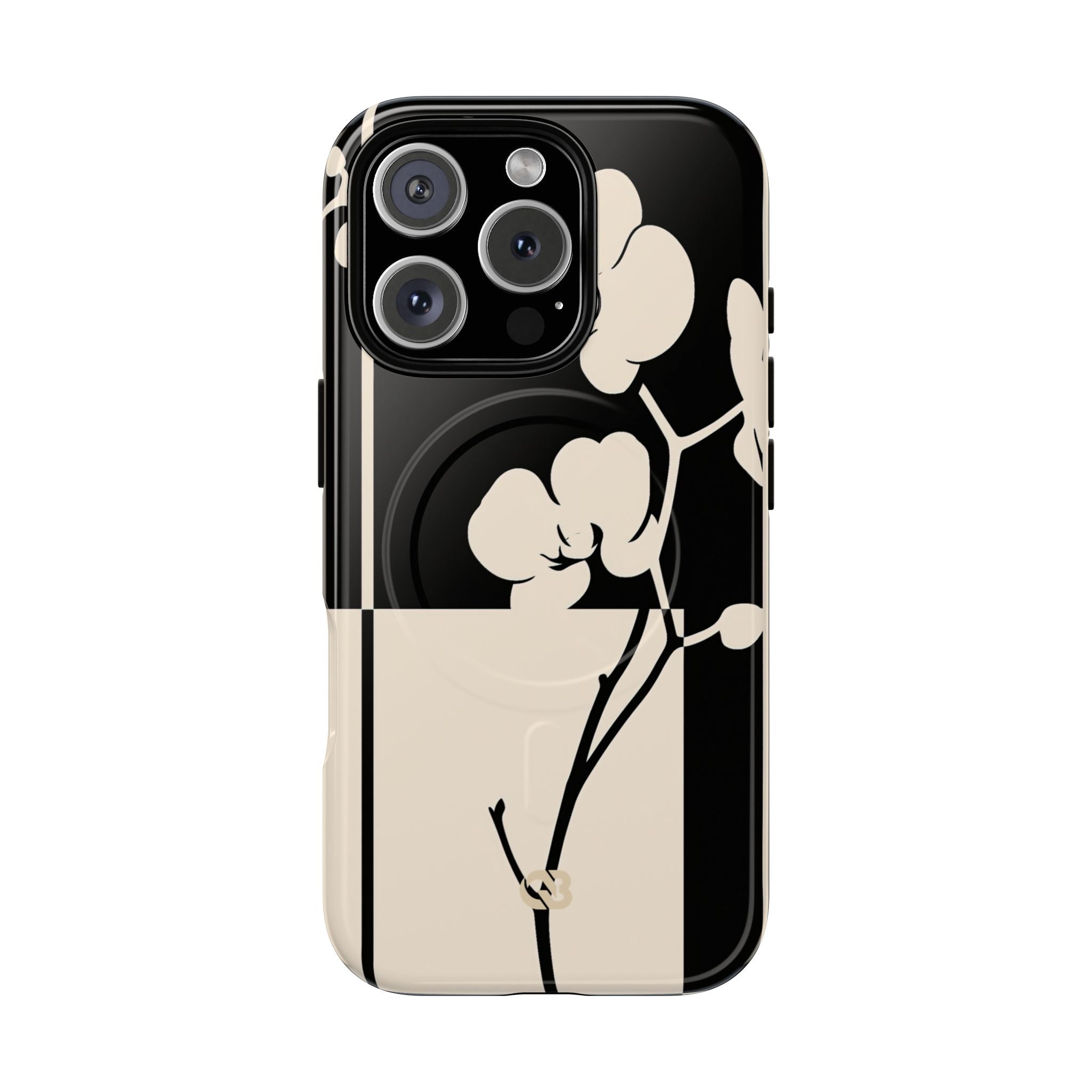 Beige Tough 2.0 Magsafe Phone Case for iPhone - Nocturnal Orchid Frame