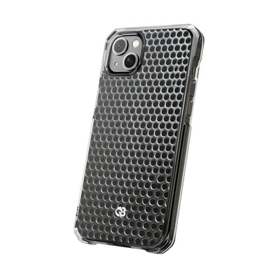 Brushed Perforated Steel · Clear Impact Magnetic Phone Case for iPhone ·  Silver