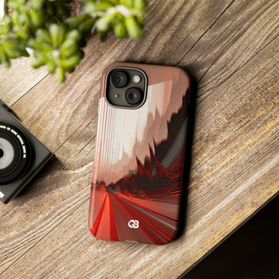 Red Tough Phone Case for iPhone - Crimson Pulse Horizon