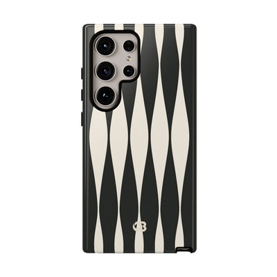 Black Tough Phone Case for Samsung - Ivory Spindle Grid