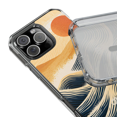 Golden Horizon Waves · Clear Impact Magnetic Phone Case for iPhone ·  Blue