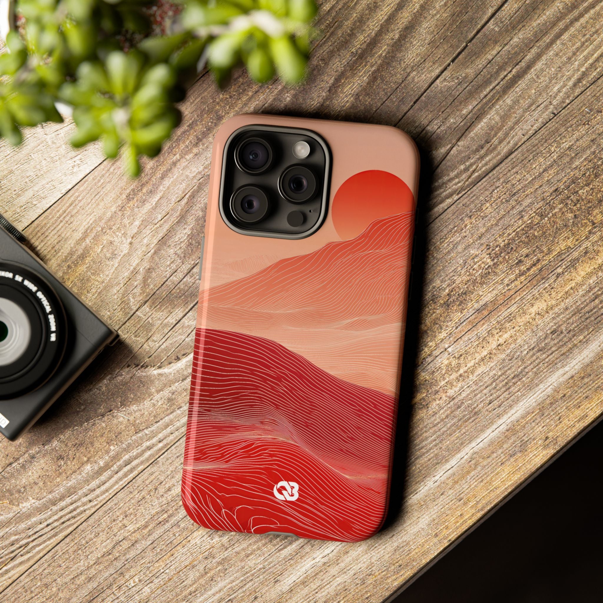 Red Tough Phone Case for iPhone - Crimson Ridge Lines