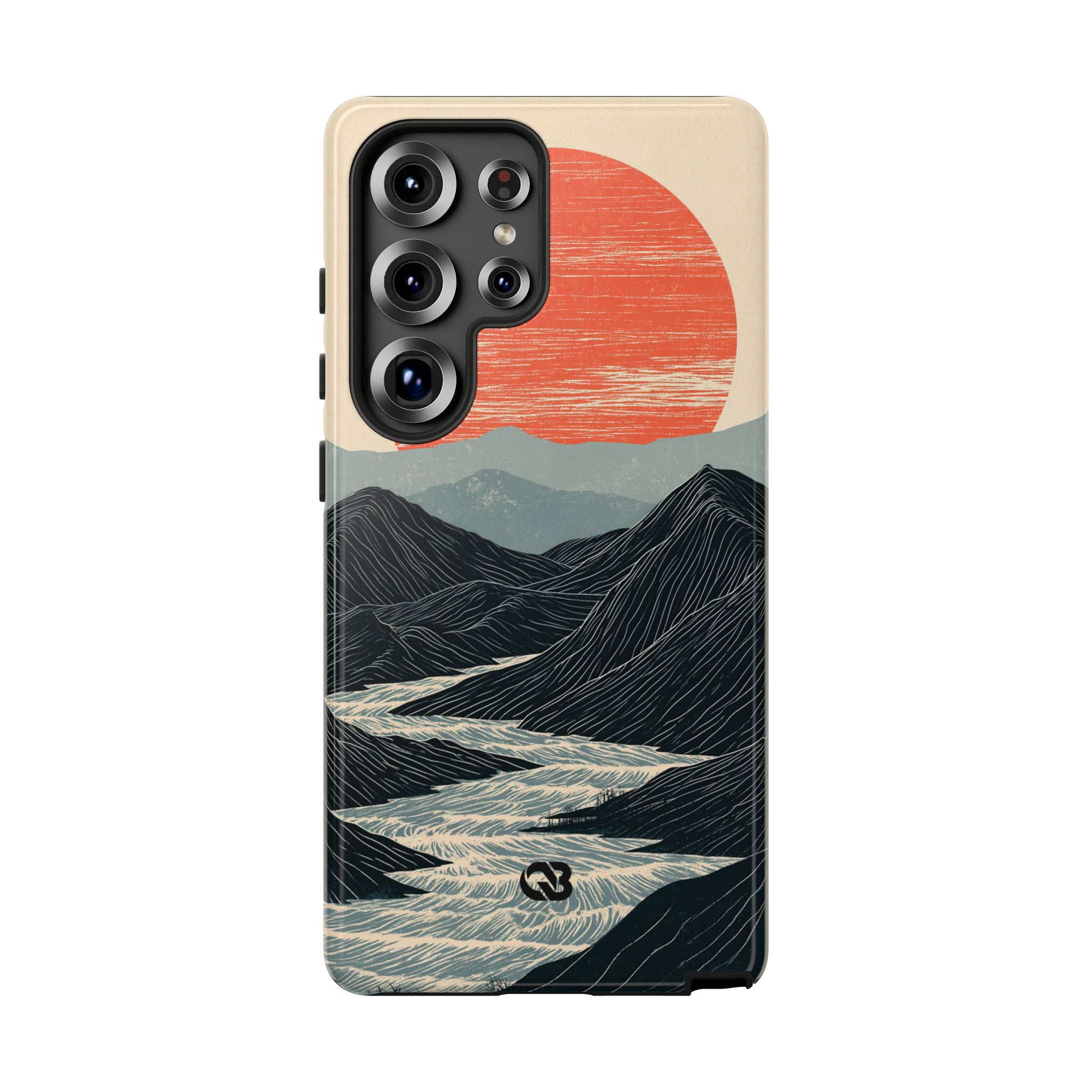 Beige Tough Phone Case for Samsung - Crimson Ridge Flow