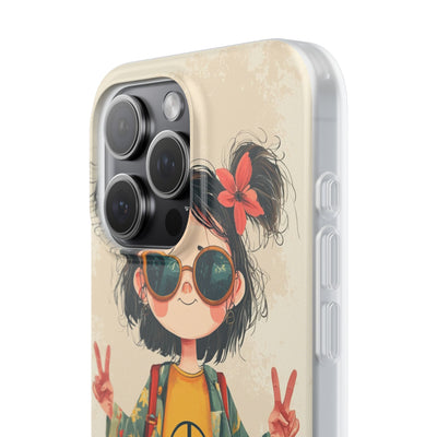 Retro Peace Girl · Soft Phone Case for iPhone
