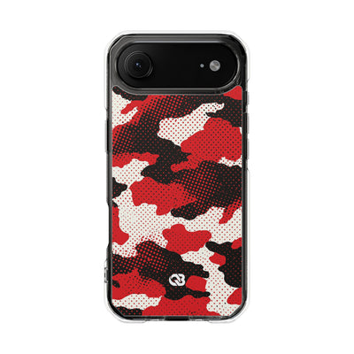 Crimson Halftone Camo · Clear Impact Magnetic Phone Case for iPhone · Red