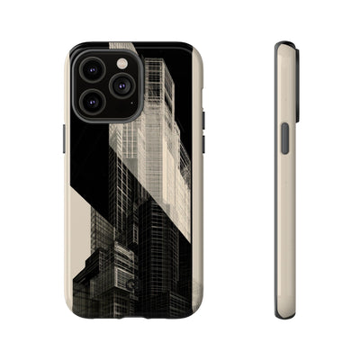 Beige Tough Phone Case for iPhone - Monolith Urban Grid