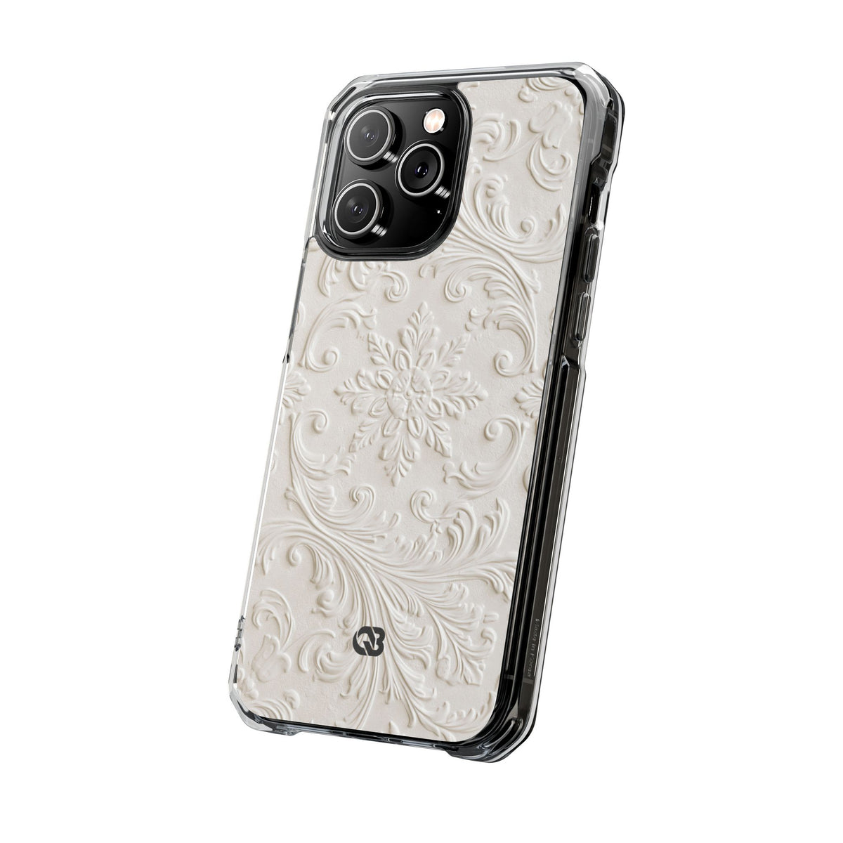 Ivory Baroque Relief · Clear Impact Magnetic Phone Case for iPhone ·  White