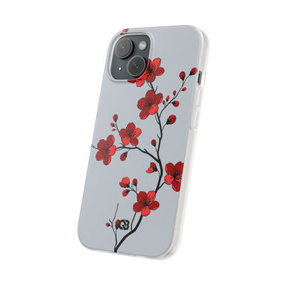 Grey Lite Phone Case for iPhone - Crimson Blossom Onyx