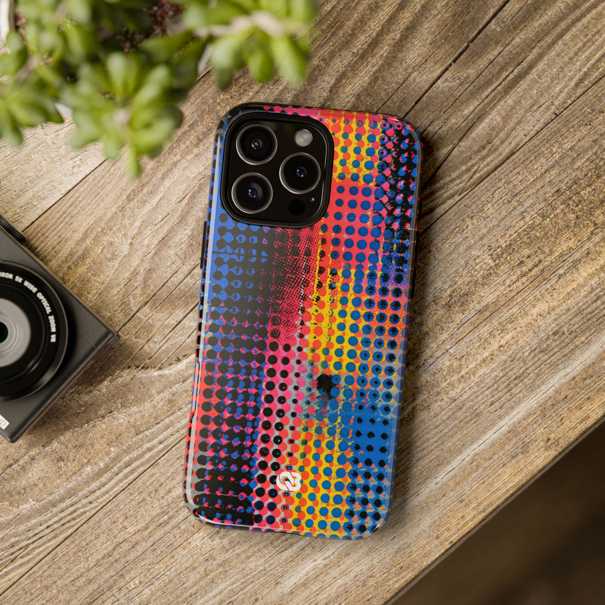 Chromatic Halftone Grid · Tough Phone Case for iPhone · Blue