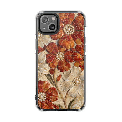 Carnelian Pearl Bloom · Clear Impact Magnetic Phone Case for iPhone · Orange